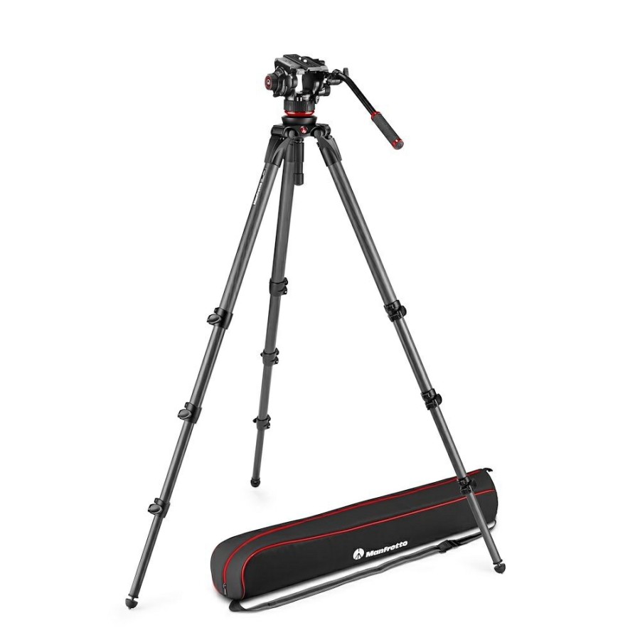 Manfrotto | Testa Video Fluida 504X E Treppiede Tubo Sing. Carbonio 536