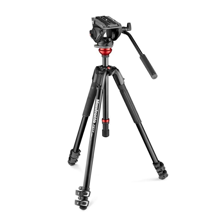 Manfrotto | Testa Video Fluida A Base Piatta, Treppiede Alluminio 190X