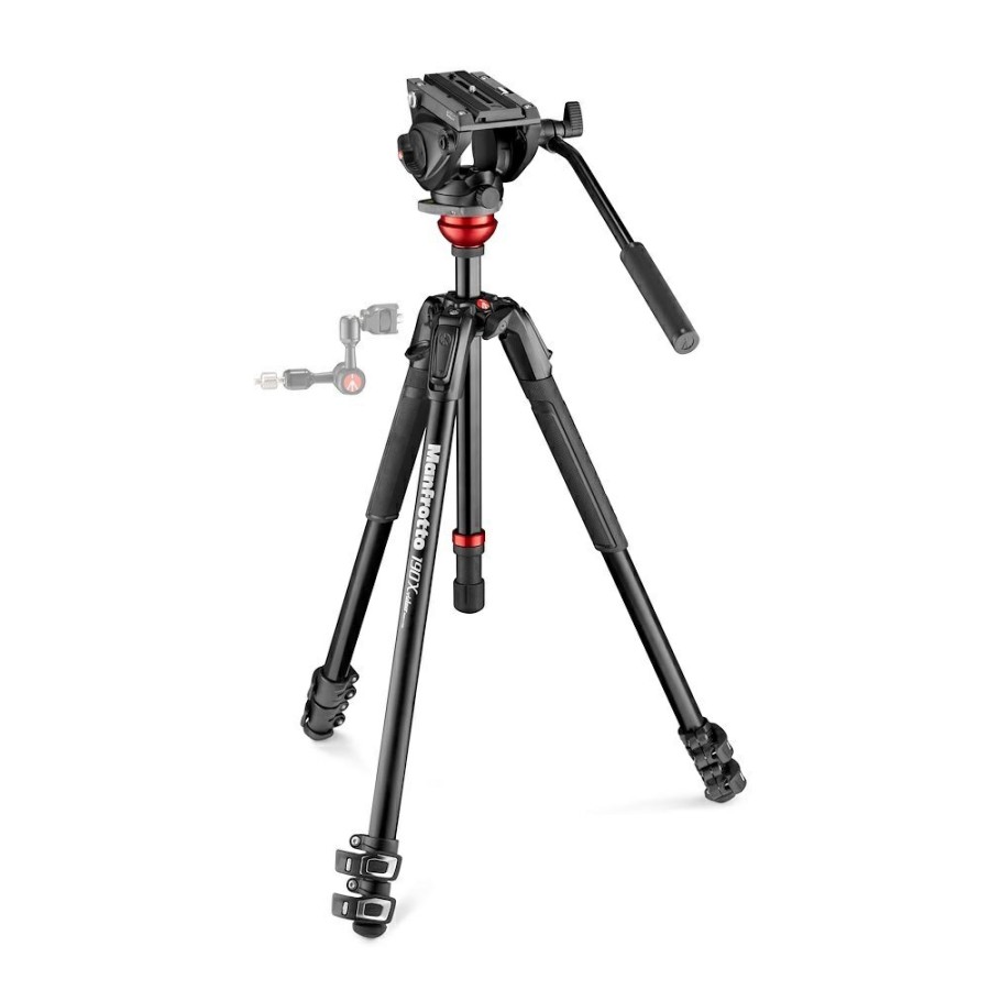 Manfrotto | Testa Video Fluida A Base Piatta, Treppiede Alluminio 190X